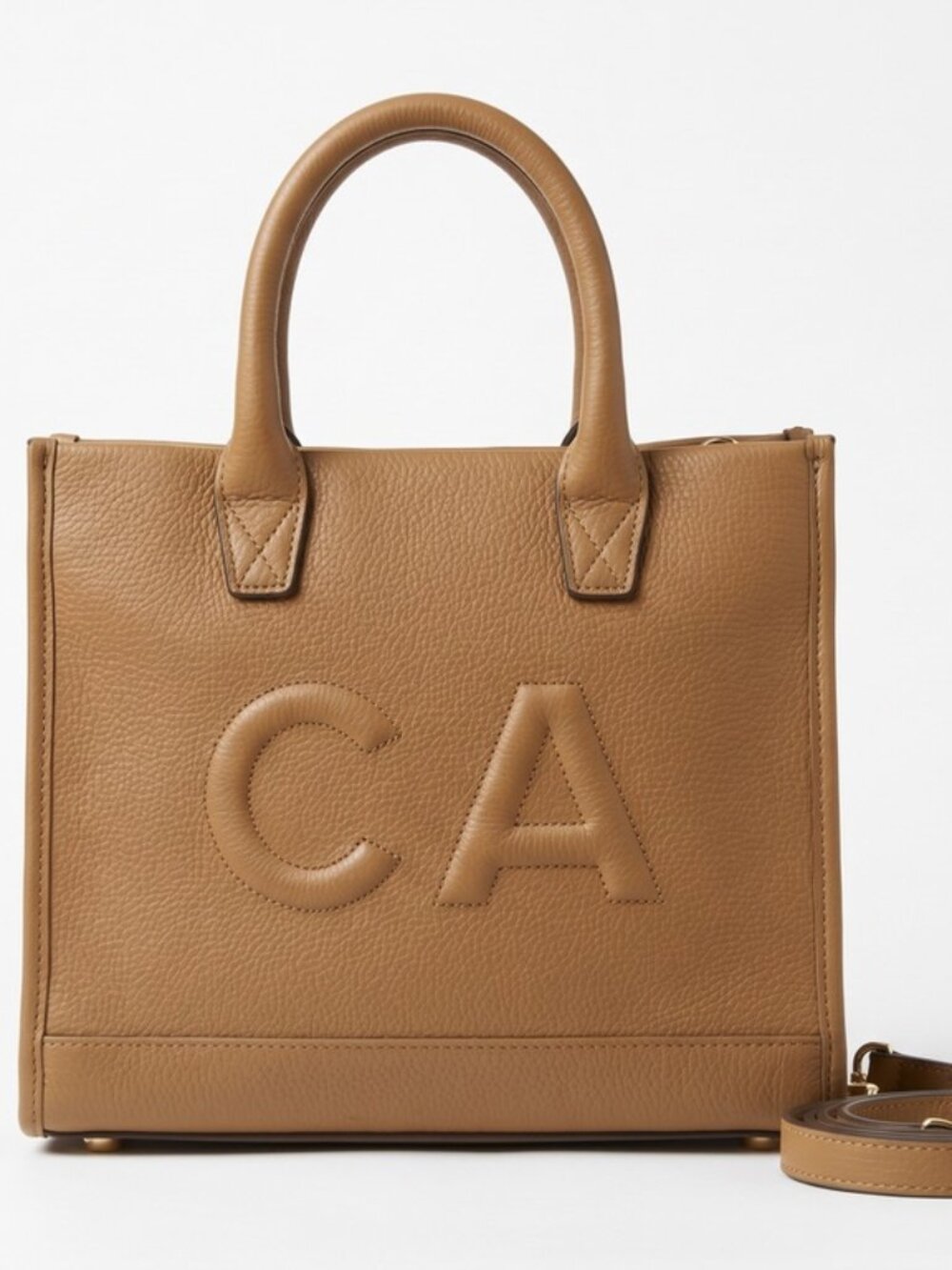 Leatherology Kress Mini Top Handle Tote in Camel Pebbled Leather